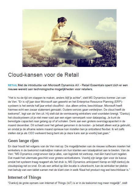 Cloudkansen voor de Retail